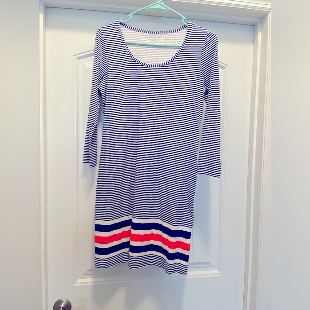 Lilly Pulitzer, blue and orange striped dress